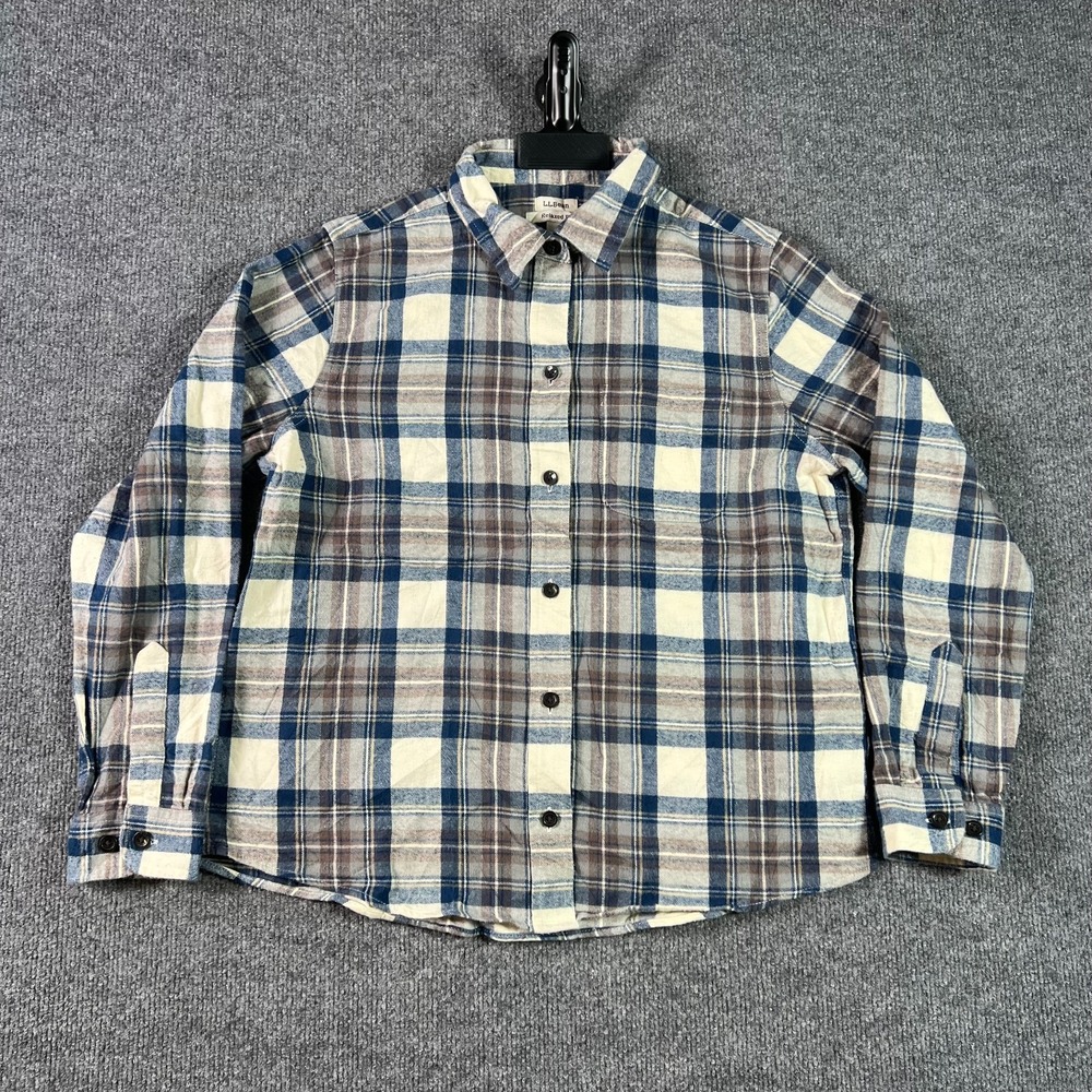 L.L. Bean Flannel Shirt Womens Small Multicolor Plaid Relaxed Fit Button Front